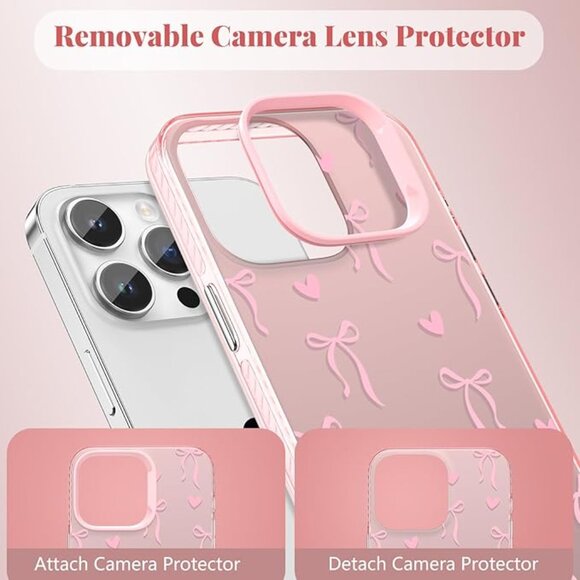 Iphone All 16 15 14 13 Cute Pink Ribbon Bow Tie Phone Case - Picture 4 of 6